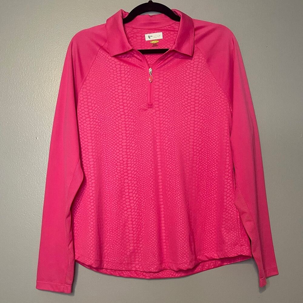 Greg Norman M PlayDry Pink Reptile Print Long Sleeve Snake Golf Tennis Polo Croc